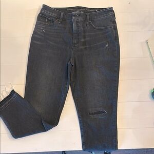 Chicos Girlfriend Slim Leg Distressed Gray Wash Jeans
